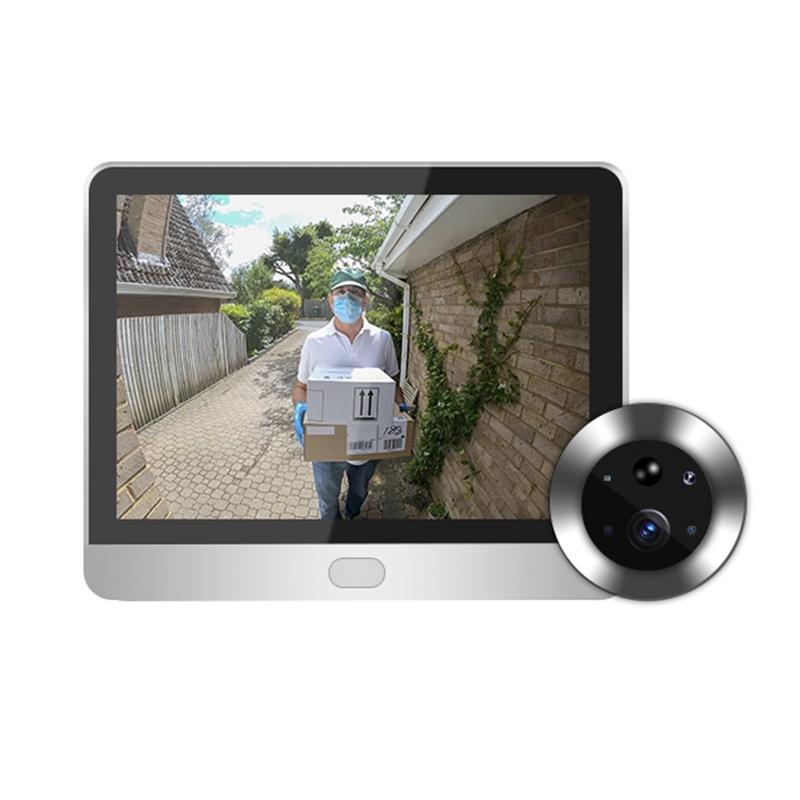 NNEDSZ 1080P Wifi Smart Cat Eye Video Doorbell With 4.3 Colour Screen And Hidden Graffiti Design - Black
