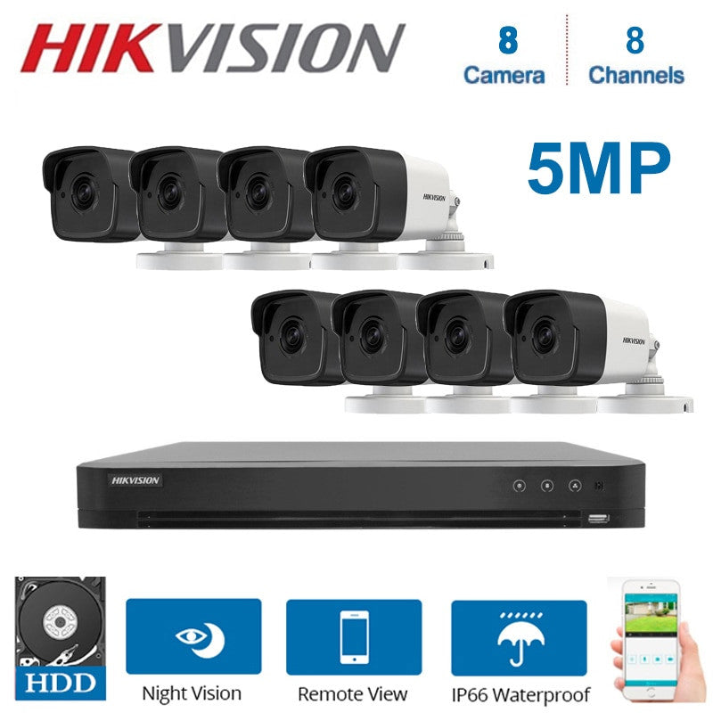 Hikvision 8CH DVR Hybrid 5MP night vision outdoor and indoor Security Camera KIT